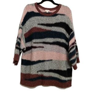 J. Jill Pure Jill Knit Sweater XL Colorful Abstract Stripes Chunky knitted